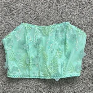 Mint Green Embellished Bustier Top